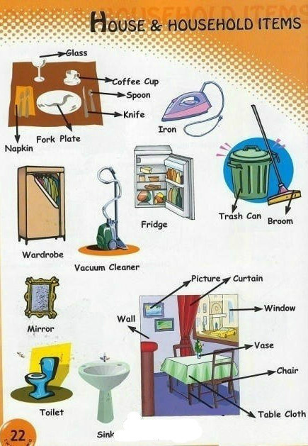 Illustrated English Vocabulary for Everyday Household Items